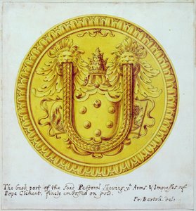 Vista trasera de un adorno pectoral de oro y joyas hecho para el Papa Clemente VII por Cellini en c.1523-34, 1729 de F. Bertoli